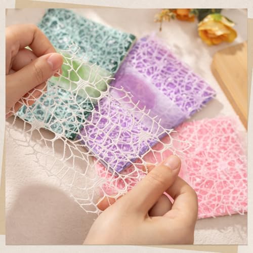 104 Sheets Textured Scrapbook Paper & Mesh Fabric Assorted Set, 4 Pack | Mixed Special Decorative Paper for Scrapbook Journaling Supplies Junk Journals Handmade Craft, 3.9x5.5 In