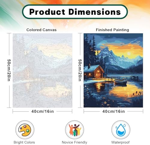Possoco Paint by Numbers Kit for Adults Beginner, Landscape Easy Adult Paint by Number Kits on Canvas, DIY Acrylic Watercolor Oil Paint by Number for Adults Teens for Home Decor Gift 16x20 Inch