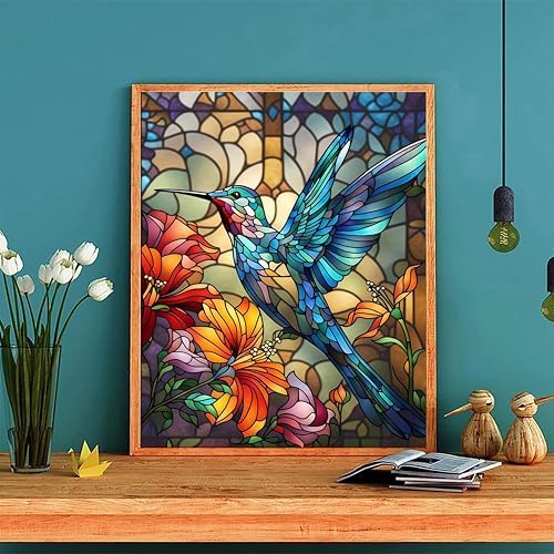 Hummingbird Paint by Numbers for Adults with Framed Canvas - Wooden Easel