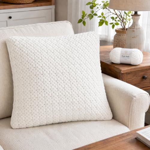 Thin Chenille Yarn for Crocheting & Knitting, Soft Plush Yarn for DIY Crafts, Amigurumi, Home Decor - 3 Light - 4 Pack of 1.7oz/142yds - White