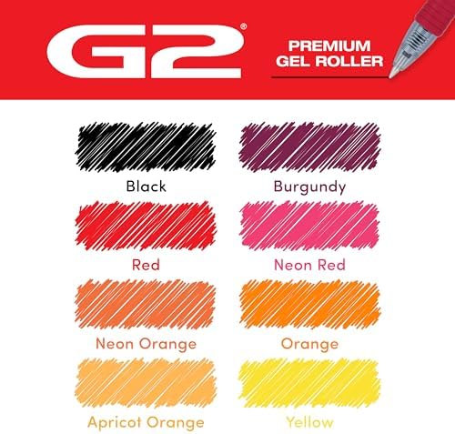 PILOT G2 Gel Roller Pens, G2 Boost Red Pens Pack, 8 Pack Pouch, Assorted