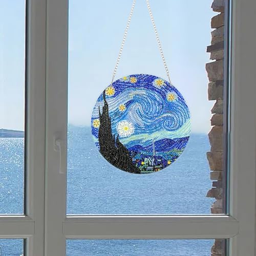 RYMILIE Hanging Diamond Art Kits for Adults Starry Night 8x8inch
