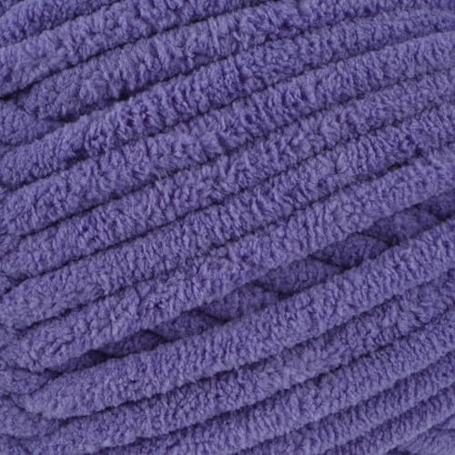 Loops & Threads Demi Purl Yarn – Super Bulky 100% Polyester, Soft Plush Chenille Yarn for Knitting & Crochet, Ideal for Blankets, Hats, Scarves & Crafts, Purple Haze