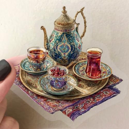50PCS Arabian Middle Eastern Stickers for Scrapbooking, Clear Vintage Desert Islamic Mosaic Palace Camel Lantern Journal Stickers for Junk Journal Planner Crafts Watercolor Aesthetic Decor