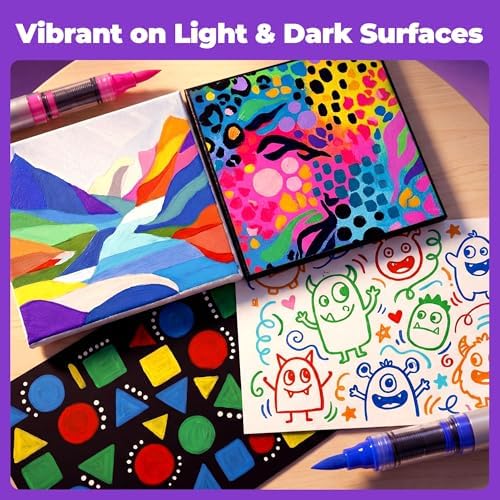 Chalkola 60 Acrylic Brush Markers - Waterproof Paint Pens for Rock Painting