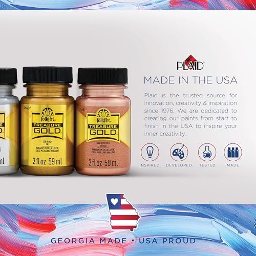 FolkArt Treasure Gold Brilliant Metallic Paint, 4 oz, Platinum
