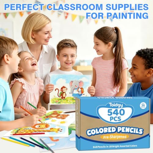 540 Count Colored Pencils Bulk, Colored Pencils for Kids 18 Assorted Colors