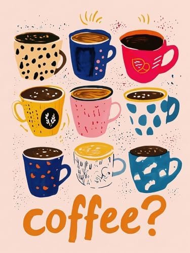 Coffee Diamond Art Kits for Adults, Diamond Painting Kits for Adults