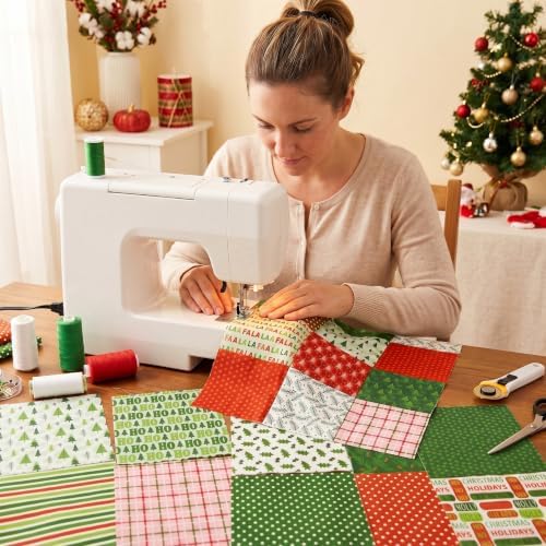 HunnmingRe 20 Pcs 10''x10'' Red Green Christmas Quilting Fabric Squares
