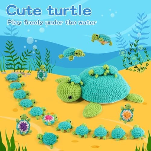 Crochet Kit for Beginners, 21 Pcs Turtles Crochet Animal Kit for Adults