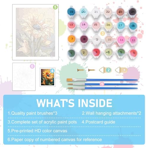 Paint by Numbers Kit for Adults, Sunflower DIY Acrylic Canvas Painting Set