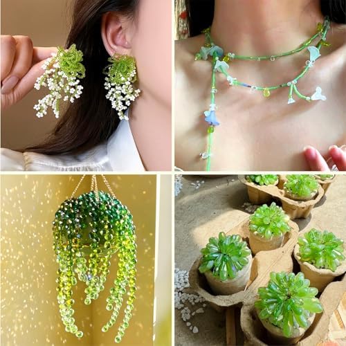 VvLons Beaded Plant Kit, Green Beads for Beaded Plants