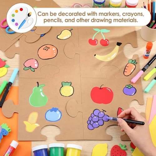 30 Pcs Blank Puzzle Pieces Kraft 8 x 9 Inch DIY Kids Adults