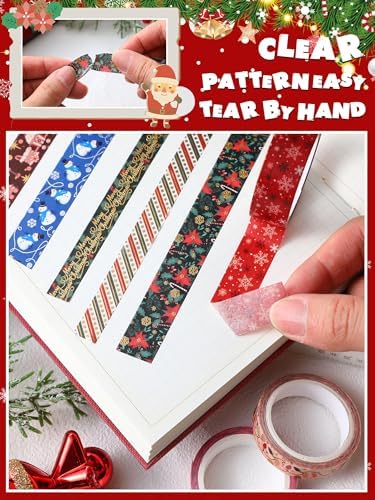 Outus 21 Rolls Christmas Gold Foil Holiday Washi Tape Decorative, Classic