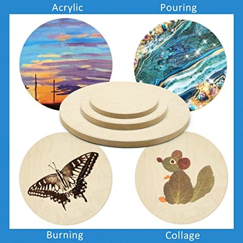 Falling in Art 3 Pack 6, 8, and 12" Unfinished Round Birch Wood Panels