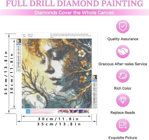 KYOQFVN Woman Diamond Art Kits for Adults, 5D Face Diamond Painting Kits for Beginners, DIY Dots Gem Art Craft for Home Decor, Woman's Face 14x14 Inch