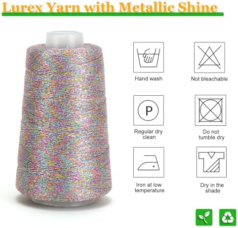 Metallic Crochet Thread, 80g Lurex Yarn for Charms(Neon)