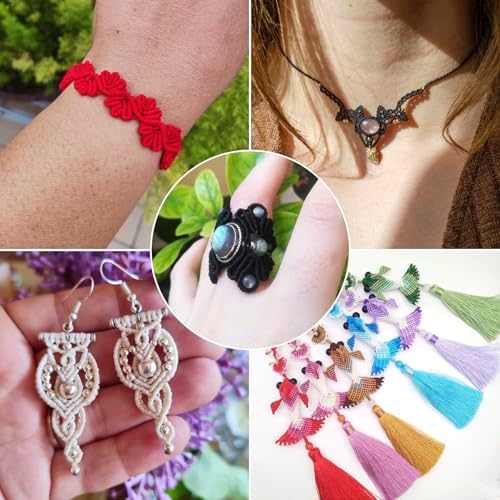 6 Rolls Nylon Cord Bracelets String 0.6mm 0.8mm Nylon Beading Thread 3 Colors Braided Chinese Knotting Cord for Macrame Friendship Bracelets Jewelry Making DIY Crafts