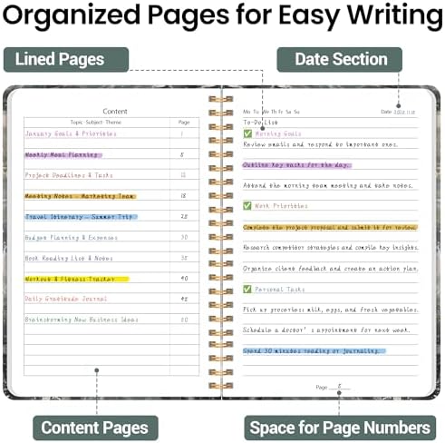 Lined Spiral Journal Notebook, A5 College Ruled Notebook for Note-Taking
