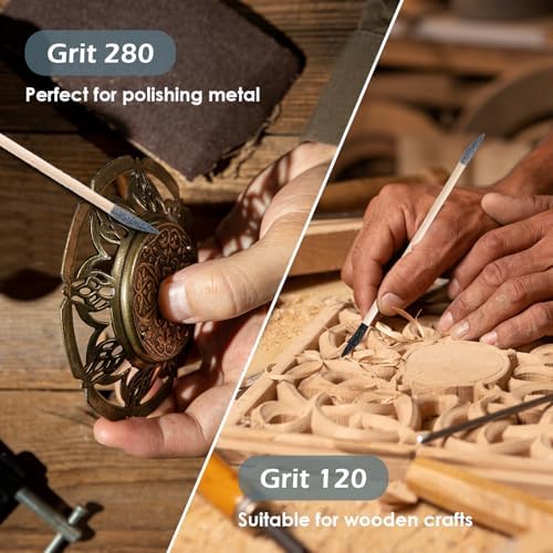 Sanding Sticks 50 Pcs, Double-Ended Sanding Tools for Wood & Plastic Models, 120/280 Grit, 5.4 x 0.2 Inch - Fine Detailing in Tight Spaces with Matchstick Design
