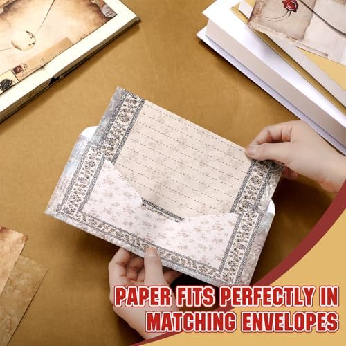 TaoBary 160 Pcs Vintage Stationery Paper and Envelopes Set, 8.5 x 11''