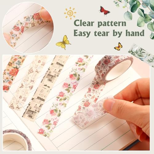 TaoBary 33 Rolls Washi Tape Set, 15mm Holiday Seasonal,Vintage Style