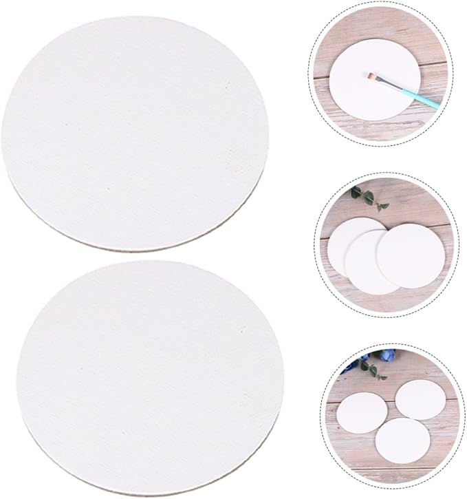 INOOMP 8pcs Round Canvas Panels for Oil Painting 4 Inch Primed Blank Canvases for Artists Mini Canvas Boards for Acrylic and Watercolor for Kids Crafts