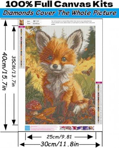 Acelii Fox Diamond Painting Kits for Adults Beginners, Autumn Gem Painting | 5D Diamond Art Painting for Adults, Gem Art Kits for Adults, Paint by Diamonds DIY Wall Decor Gift11.8X15.7Inch