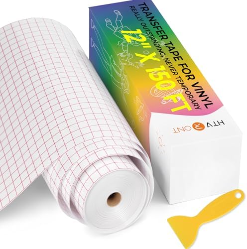 HTVRONT Transfer Tape for Vinyl, 12" x 150 FT, Red Alignment Grid