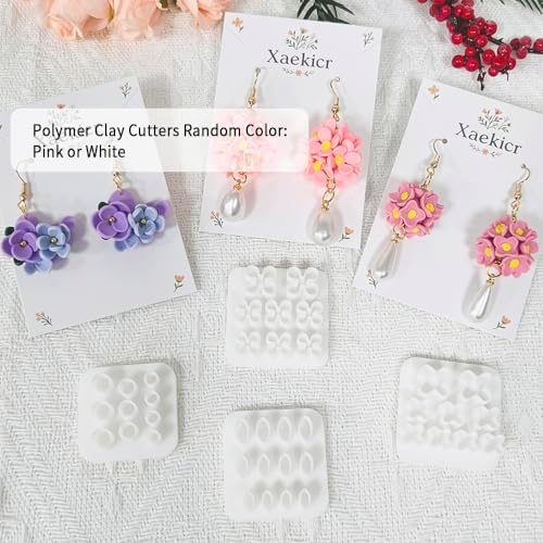 Xaekicr 4PCS Polymer Clay Molds for Flower Earrings – Silicone Clay Cutters for DIY Floral Jewelry Making, Clay Tools for Polymer Clay Earring Craft