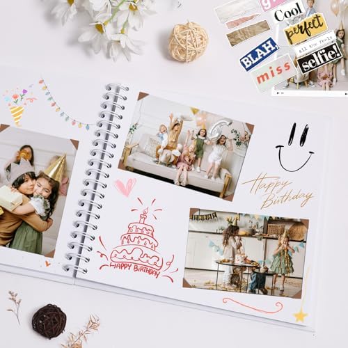 Scrapbook Album 10x10 Inches 40 Pages Hardcover Kraft Paper White