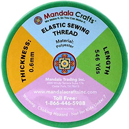Mandala Crafts 0.6mm Cream Shirring Elastic Thread for Sewing, 546 Yards