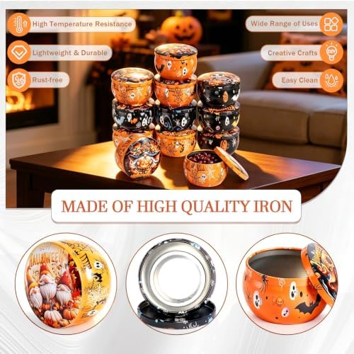 Halloween Horror Candle Tins, 12 Packs Candle Jars for Making Candles 2.5oz
