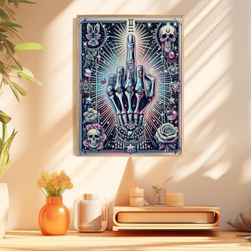 Skull Diamond Art Kits for Adults, Cool Diamond Painting Kits 12x16 Inch | Diamond Painting Kits for Adults Beginners, Gem Art, 5D Full Drill, DIY Arts and Crafts for Gift Home or Decor