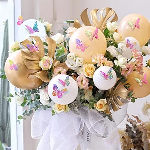 SAOROPEB 3D Butterfly Wall Decor 48 Pcs Laser Purple Butterfly Decorations | 4 Styles 3 Sizes, Birthday Decorations Butterfly Party Decorations Cake Decorations, Removable Stickers