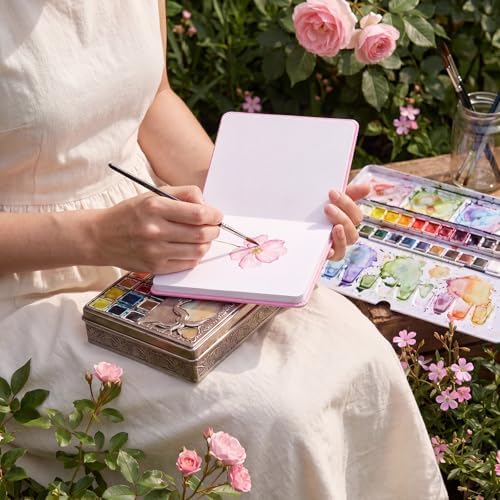 5.5in Watercolor Sketchbook Journal Square Watercolor Notebook Pink