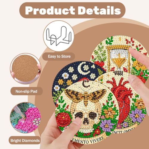 8 Pcs Tarot Diamond Art Coasters Kits, Tarot Diamond Painting Coasters