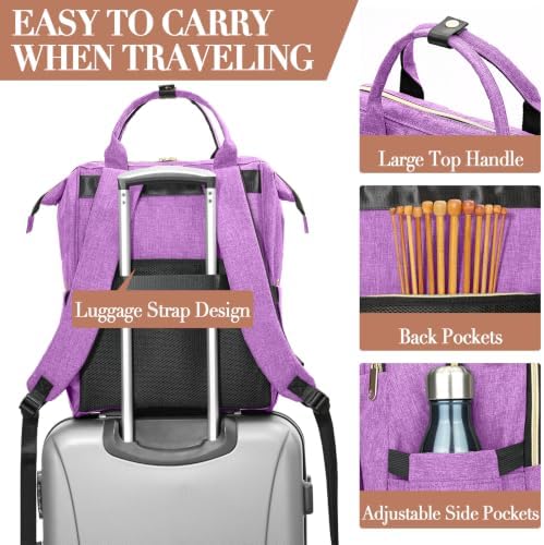 Kuosdaz Knitting Bag Backpack, Yarn Organizer, Quilted Backpack for Women