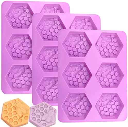 Honeycomb Soap Molds-Silicone Molds for Soap 3D Bee Soap Molds | PSKJATIN 3 Pcs Bee Soap Molds for Homemade Soap Bath Bombs Shower Steamer Lotion Bars Chocolate Candy