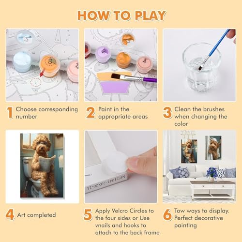 KYOQFVN 2 Pack Dog Paint by Numbers with Frame, Adult Paint by Number Kits on Canvas with Wooden Easel - Easy Acrylic Oil Painting for Home Wall Decor8x12inch