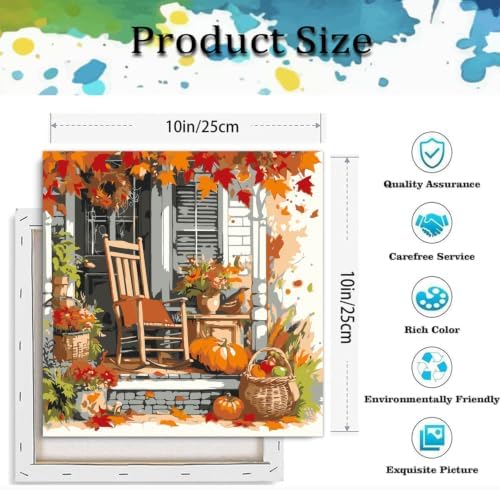 Fall Paint by Numbers Kit for Adults,Landscape Paint by Number With Frame