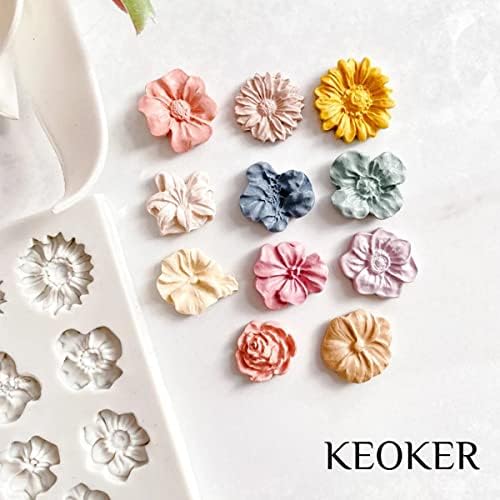 KEOKER Flower Polymer Clay Molds - 1 Pcs for Jewelry Making, Polymer Clay Molds for Earrings Decoration (Medium Flower)