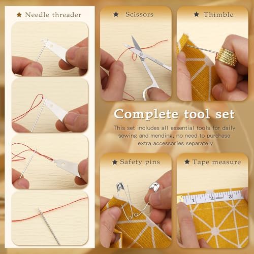 SHWAKK Sewing Kit for Adults, Stainless Steel Needles for Hand Sewing