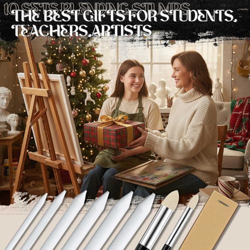 Fulmoon 90 Pcs Blending Stumps Tortillions Set Professional Drawing Tools Blending Sponge Pens Pencil Sharpener for Sketching, Charcoal Art Bulk Pack for Schools Artists