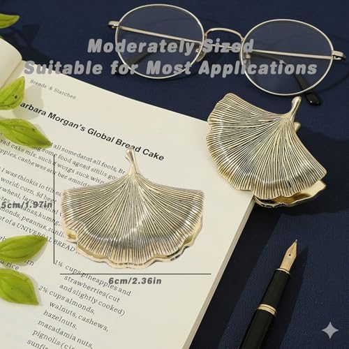 Ginkgo Leaf Metal Binder Clip, Vintage Gold Book Clip for Journals