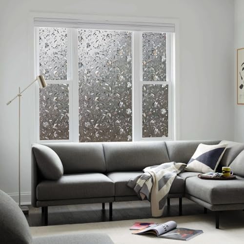 LEMON CLOUD Window Privacy Film, Stained Glass Window Cling, 29.5″ x 157.4″