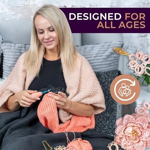 Ergonomic Crochet Hook Grip for 4.5mm–6.5mm, Hooks Comfortable NBR Cushion for Arthritis Relief, Non-Slip Crochet Hook Grips Removable, Crochet Hooks Ergonomic for All Ages