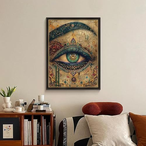 RYMILIE Diamond Art Kits for Adults Vintage Eyes 12x16inch | 5D Ancient Mural Diamond Art Painting Kit for Beginners, DIY Full Round Drill Gem Art Crafts for Home Wall Decor Gift