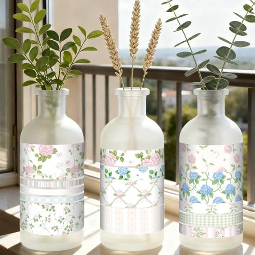 Colarr 21 Rolls Watercolor Floral Washi Tape Set 6 Yard Spring Flower Decorative Masking Tape for Craft DIY Arts Scrapbook Journaling Supplies Gift Wrapping, 3 Sizes(Garden)