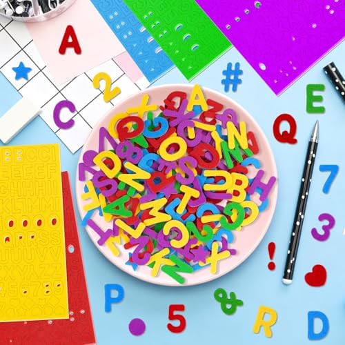 Felt Letters,490 Pcs Felt Stickers 1 Inch Alphabet Number Sticker(Colorful)